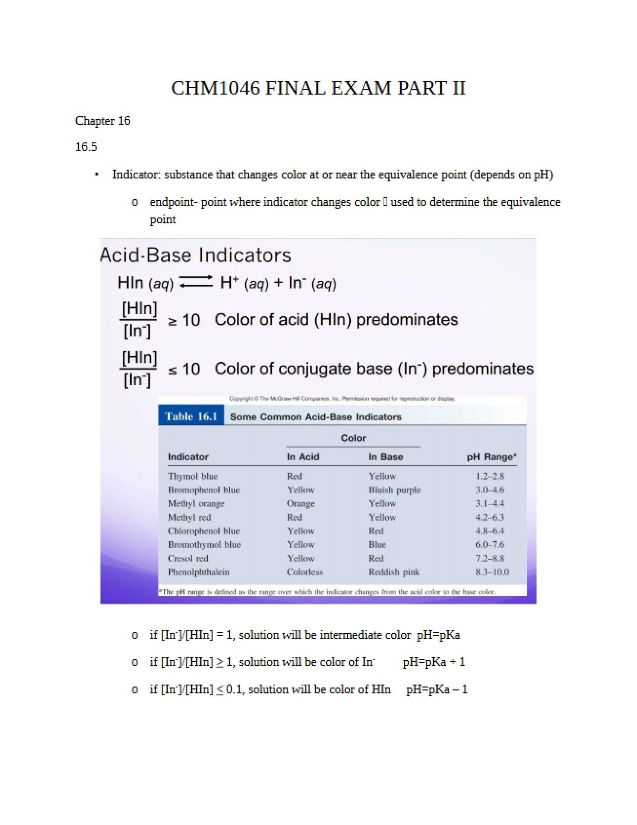 Comprehensive Final Exam Review