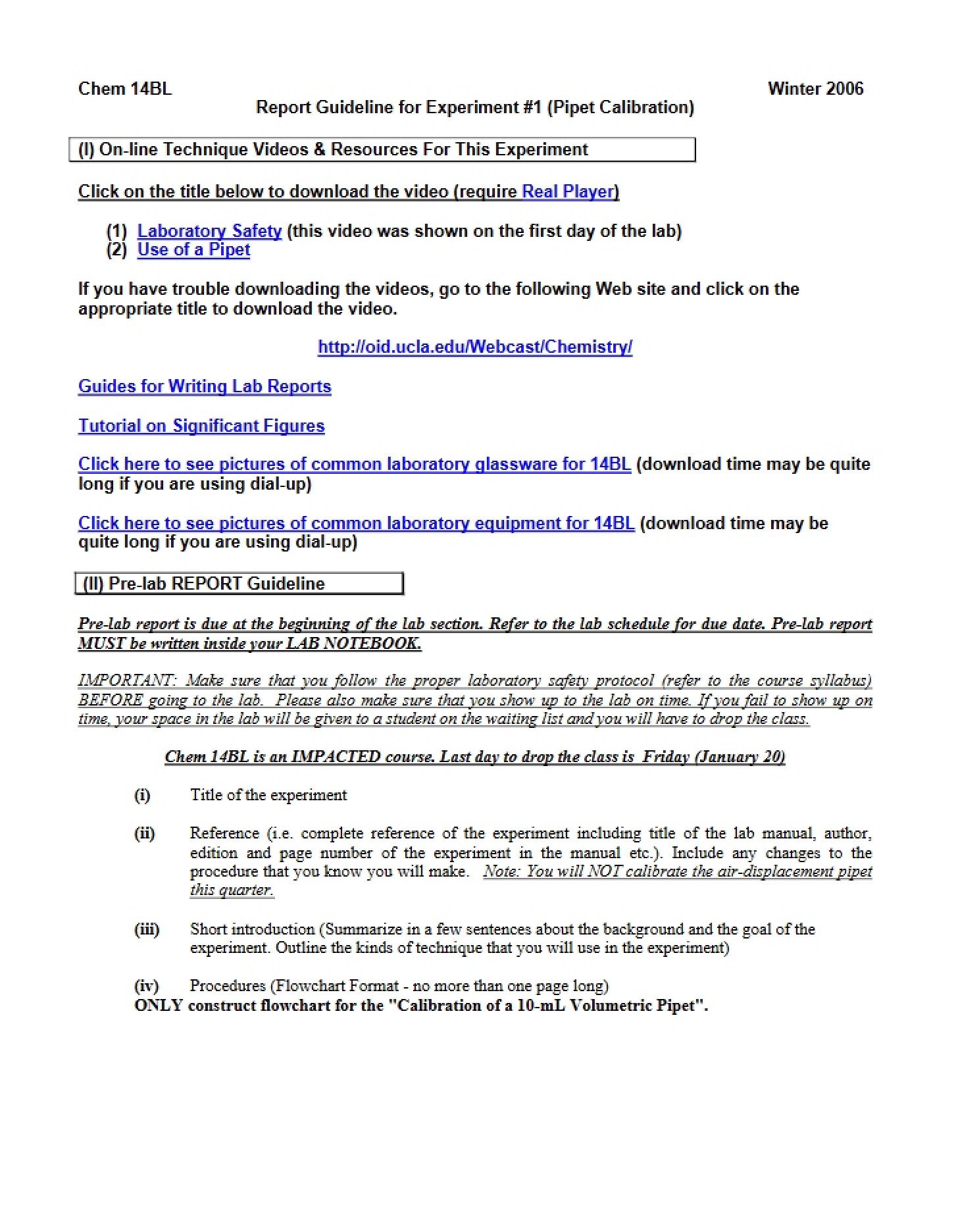 Instructional Guidelines - General and Organic Chemistry Laboratory I