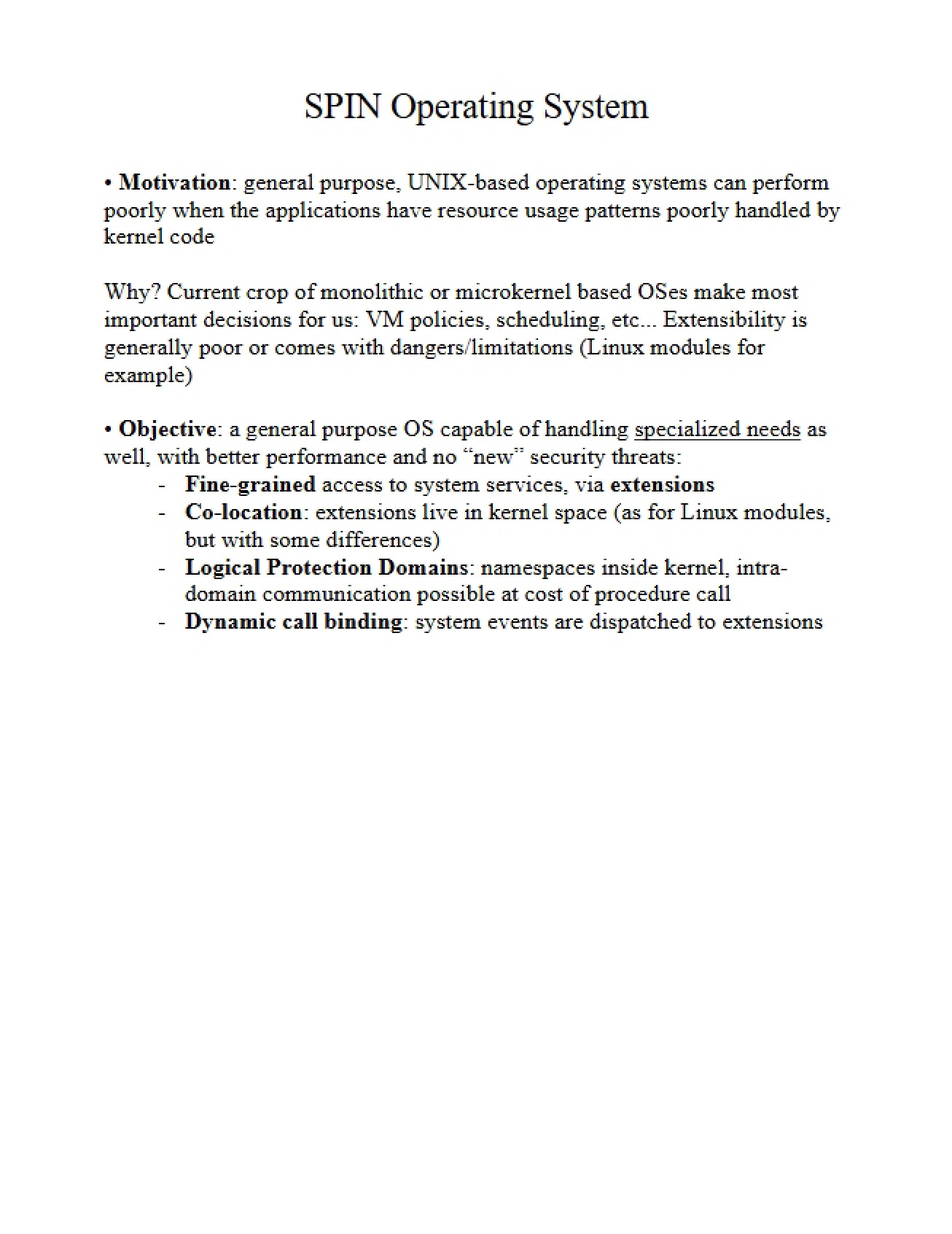 Overview of the SPIN Operating System