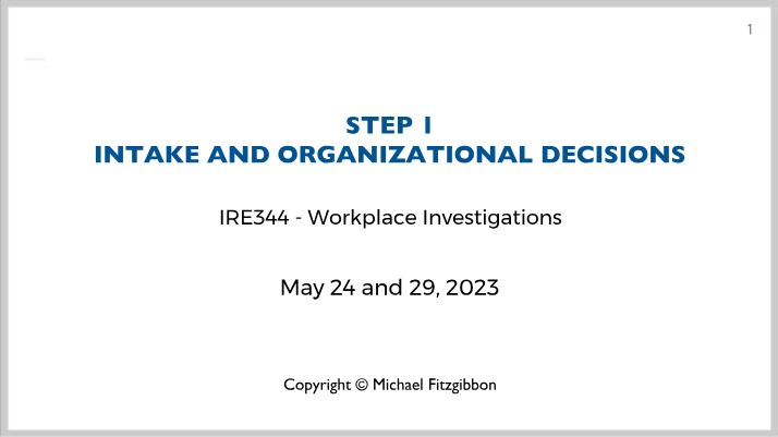 Workplace Investigations (IRE344) May 2023