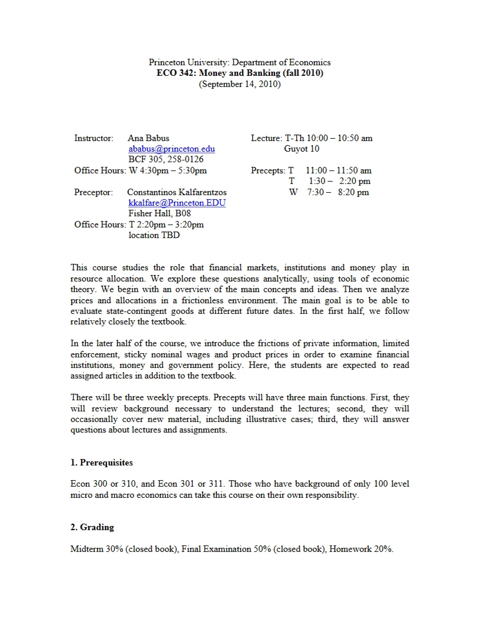 Economics of Development Course Syllabus