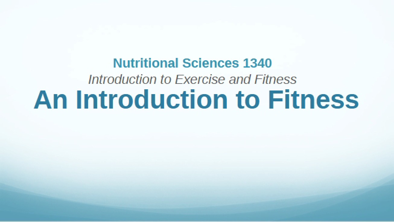 Lecture 1 Fitness Introduction