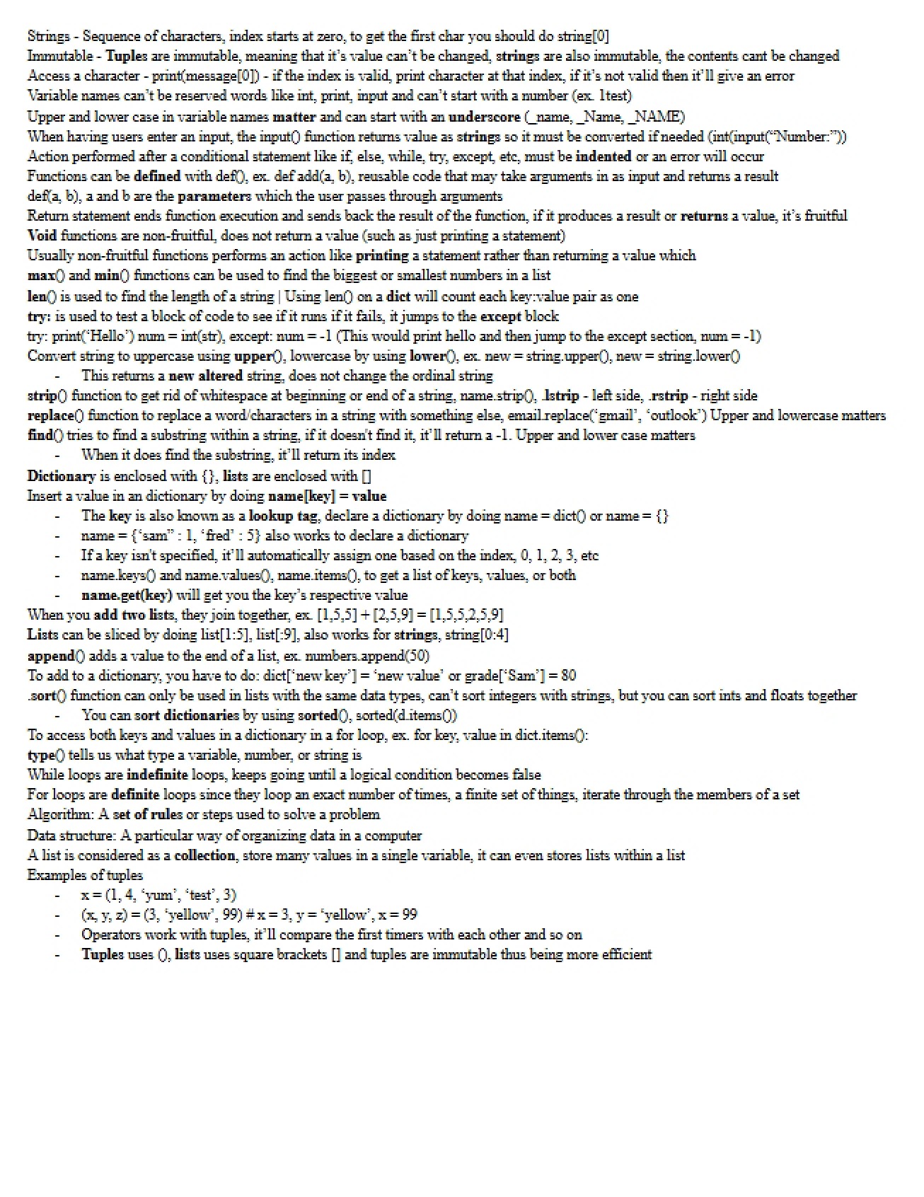 Final Exam Cheat Sheet
