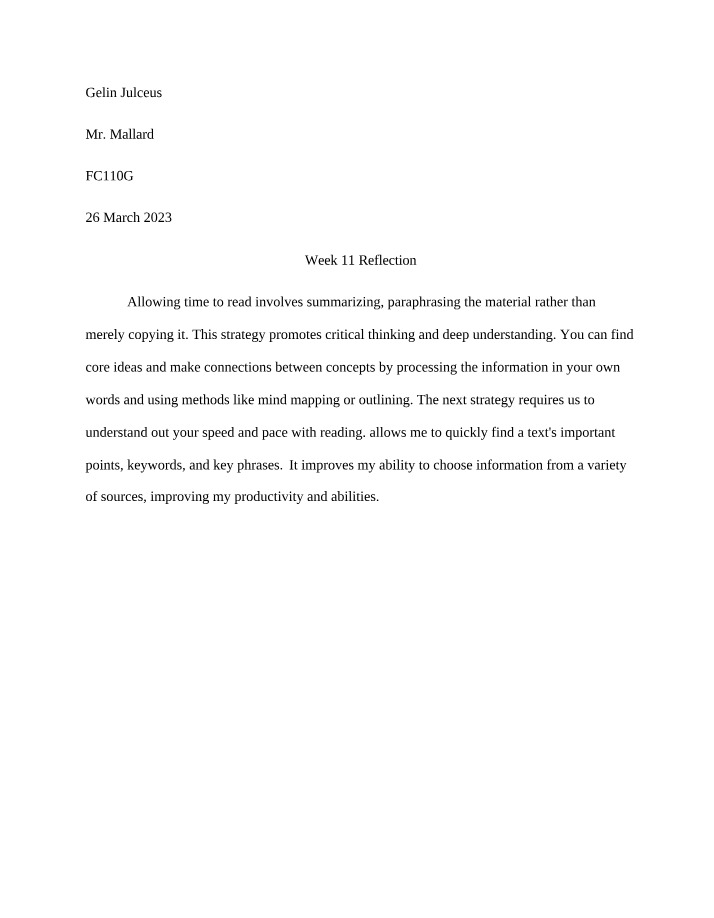 Reflection for Week 11