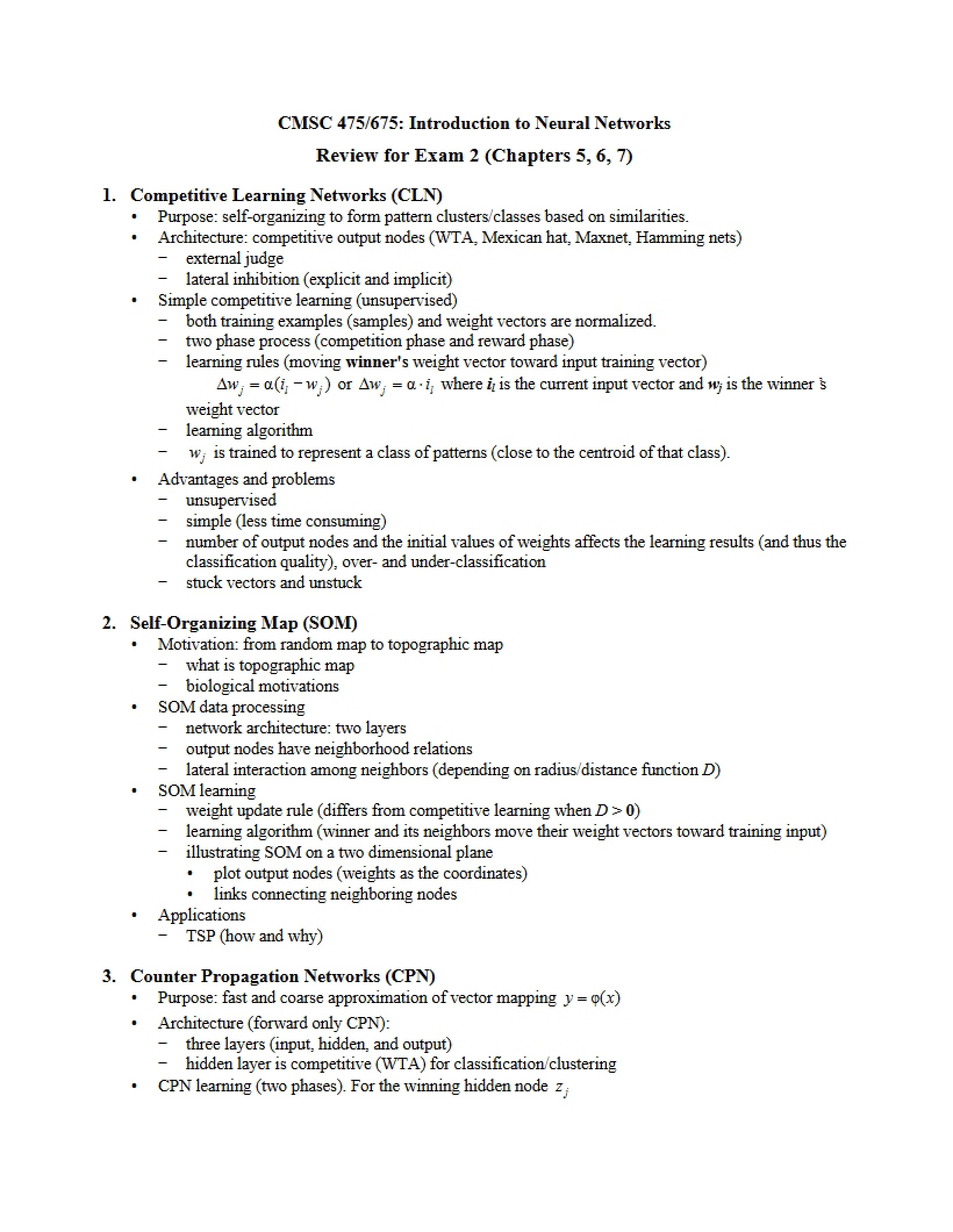 Exam 2 Review CMSC 475-675