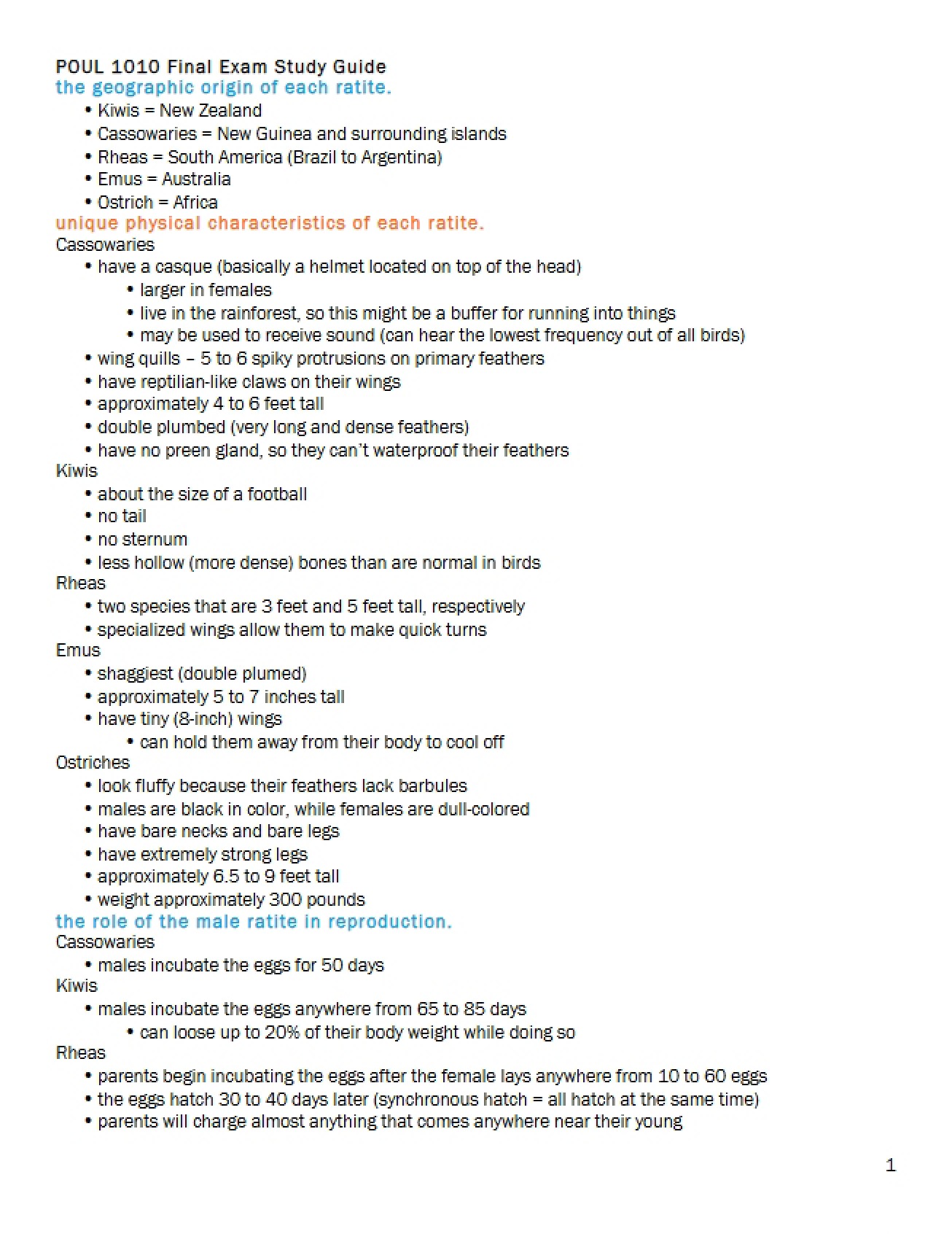 Study Guide for Final Examination