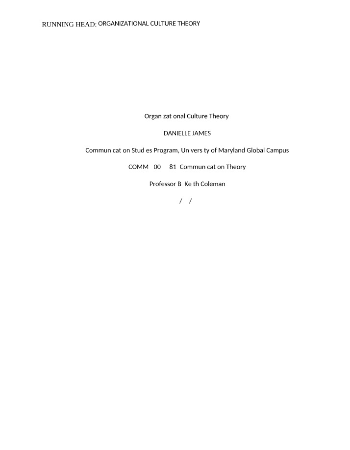 Theory of Organizational Culture