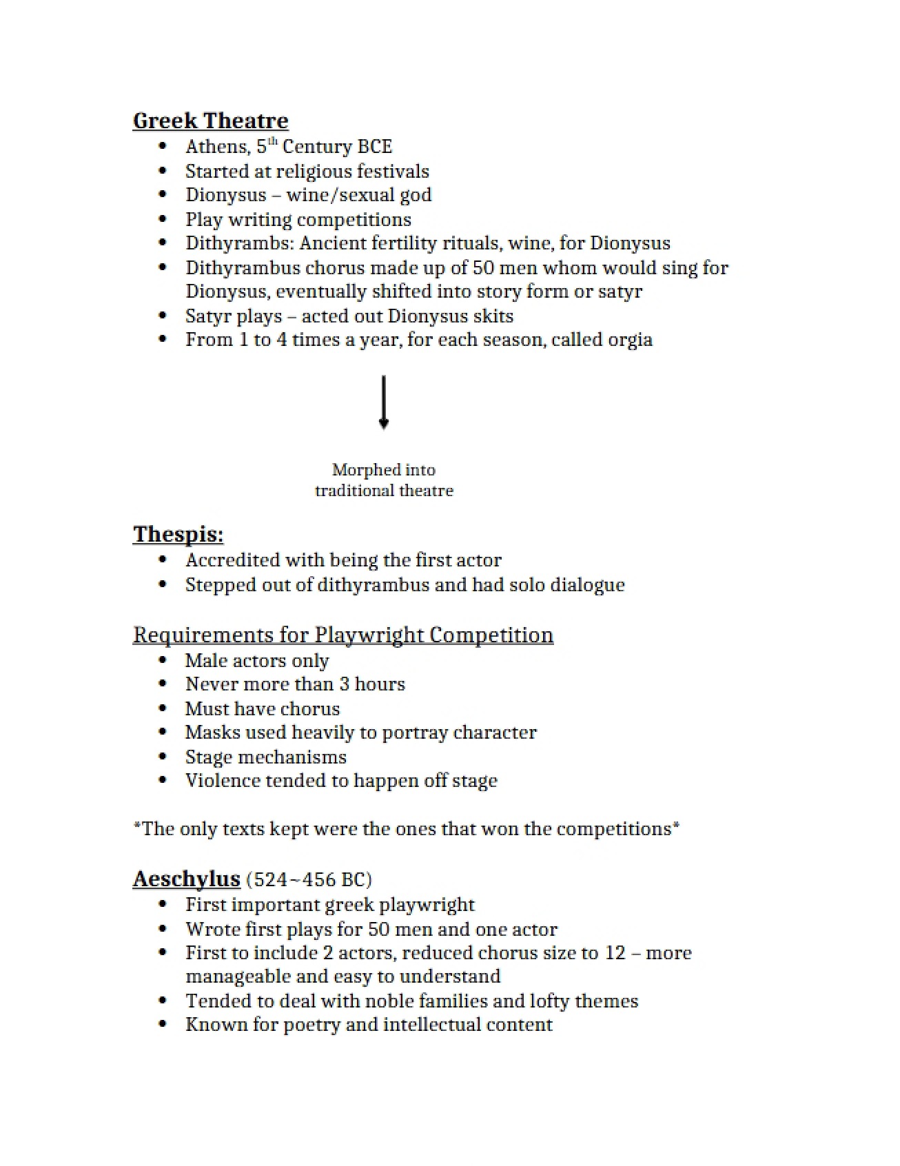 Key Characteristics of Ancient Greek Theatre