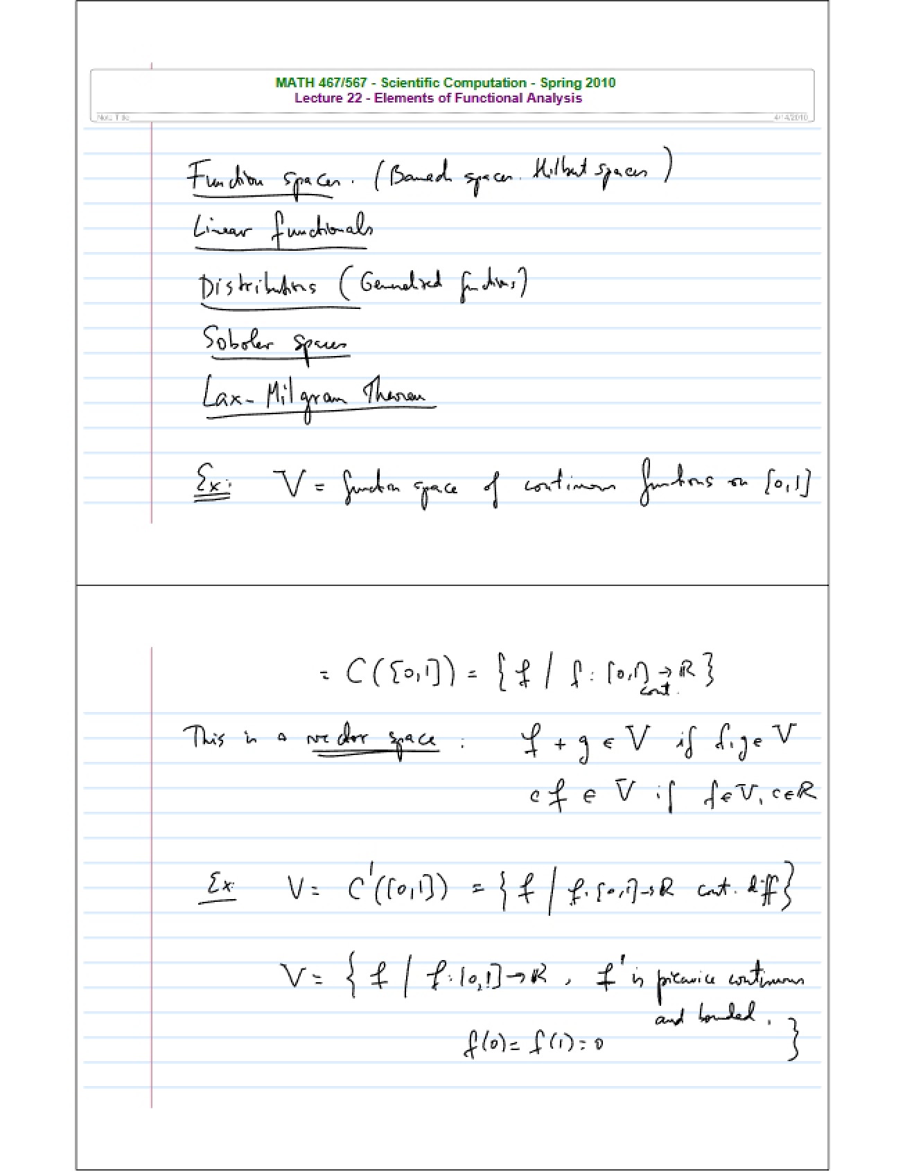 Twelfth Set of Lecture Notes