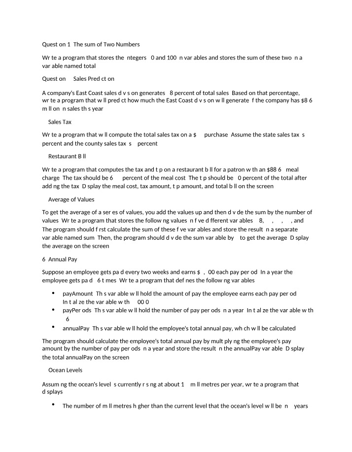 Programming Questions - Chapter 2