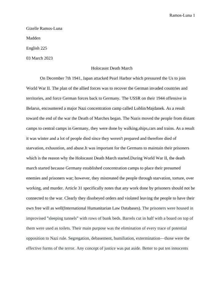 The Holocaust - Germany's Mistreatment, Labor, and Death Marches