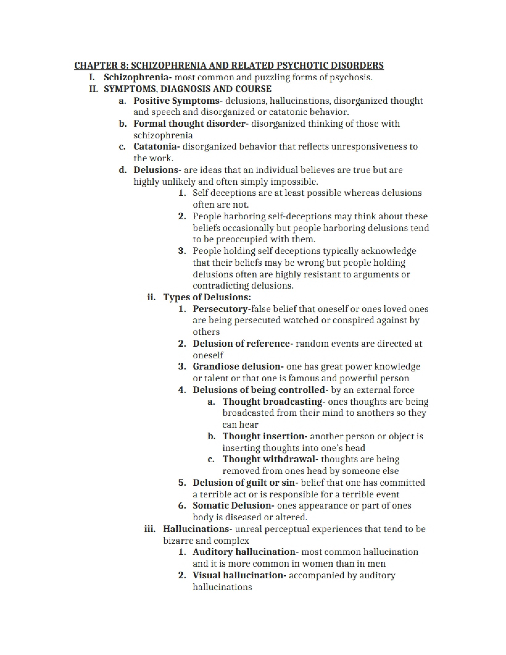 Schizophrenia Overview Chapter 8
