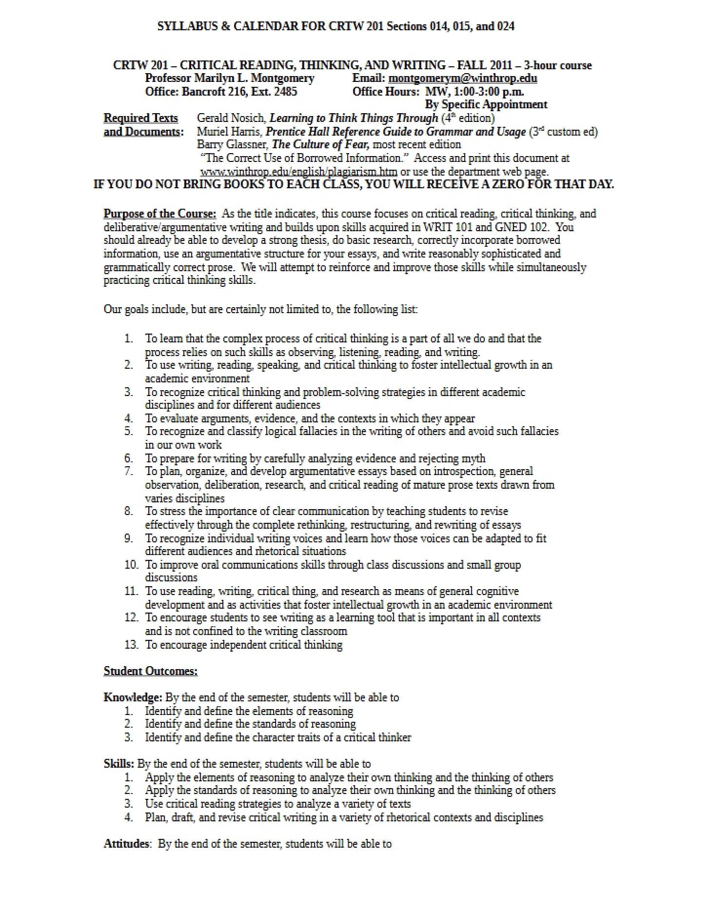 Class Info Sheet