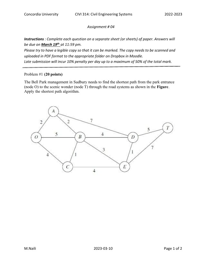 Shortest Path Algorithm - Optimal Route in Bell Park