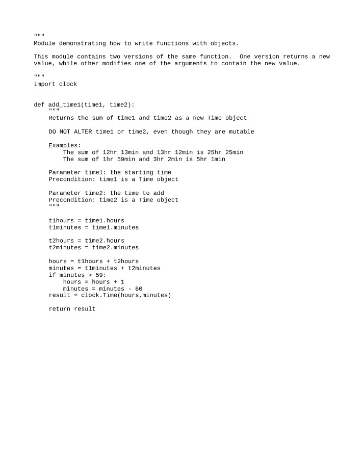 Writing Functions with Objects