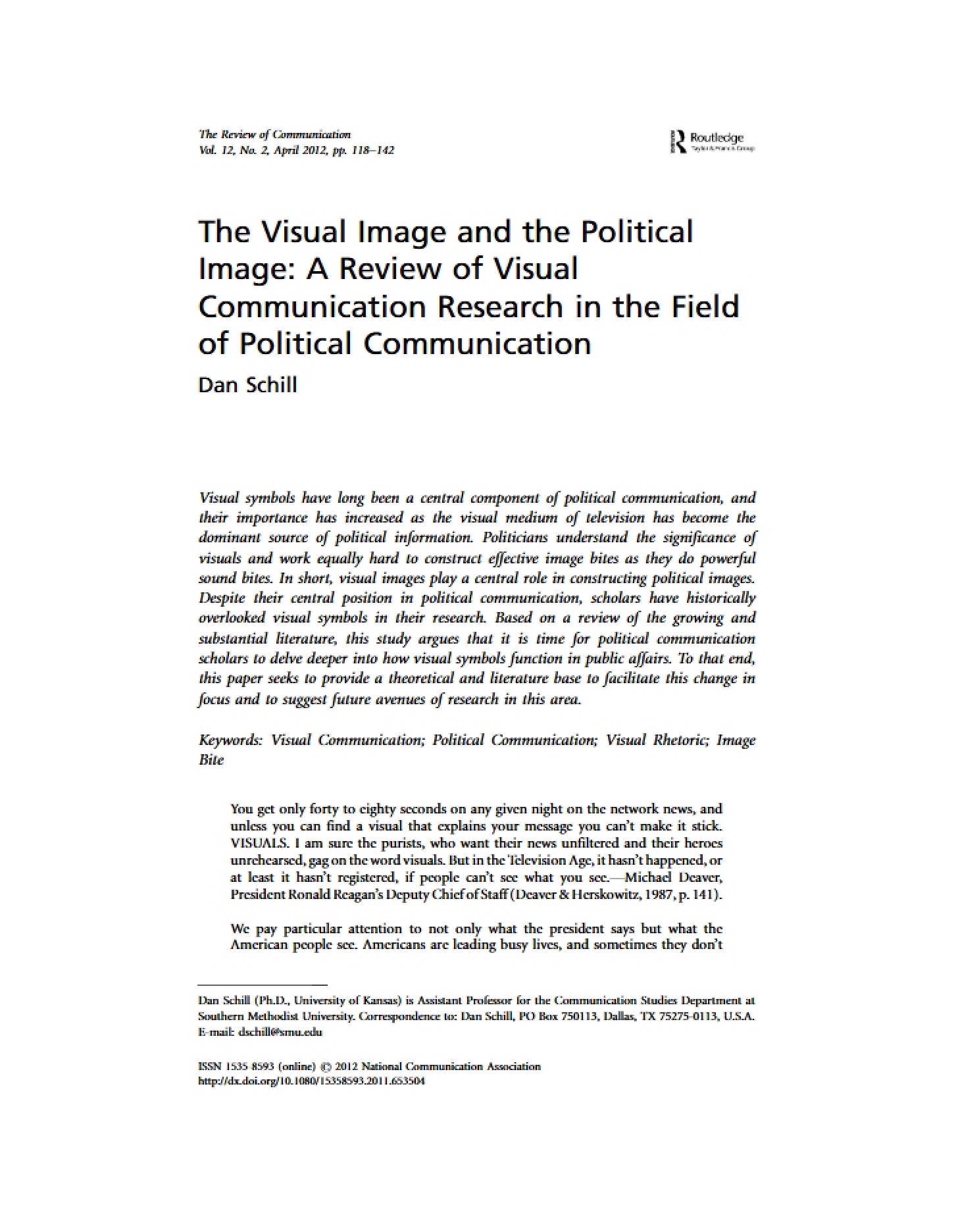 Visual and Political Images - Visual Comm Research Review