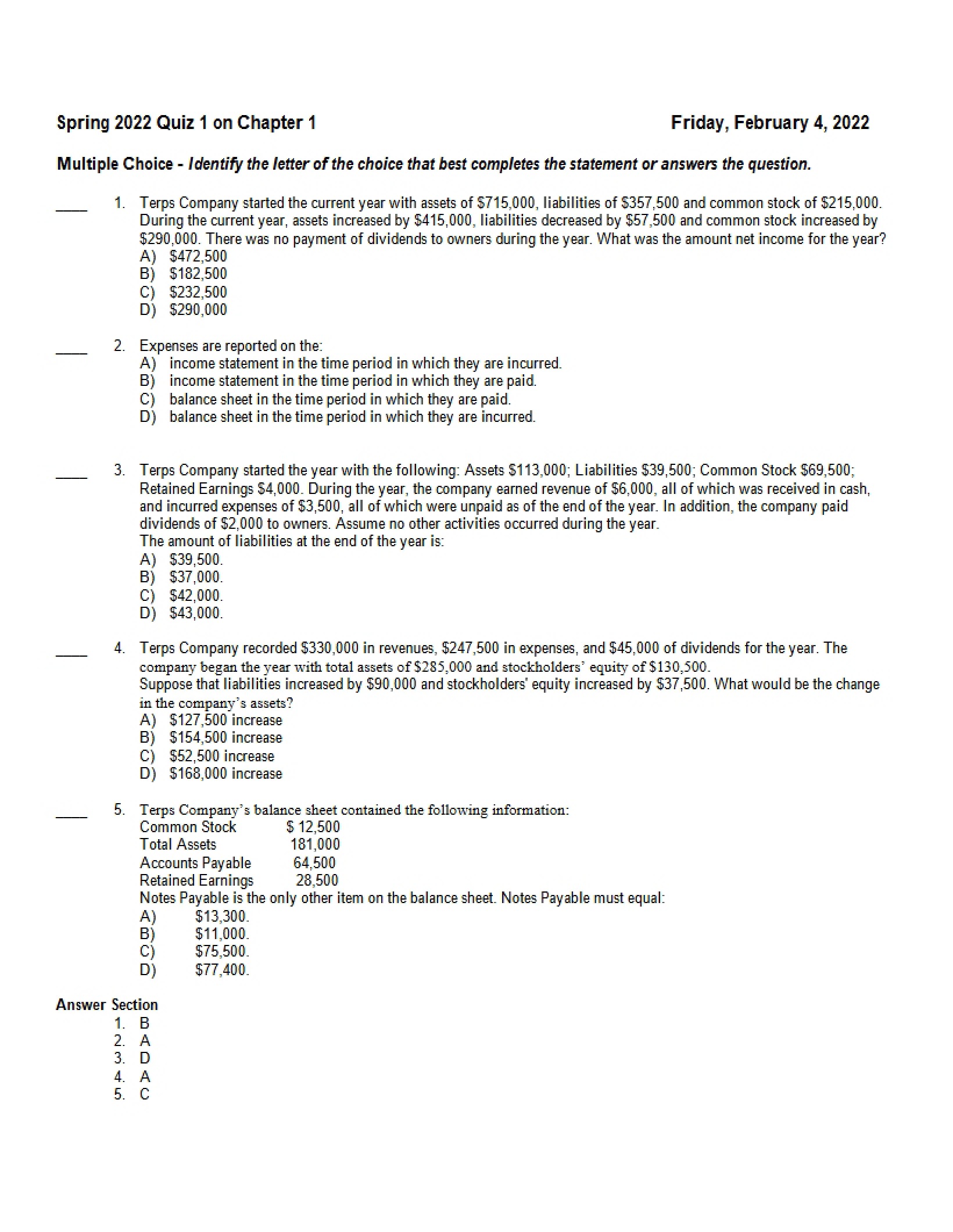 Accounting Quiz 1
