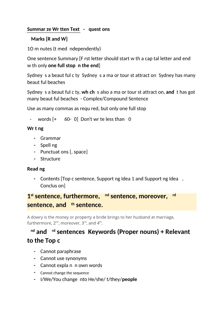 Written Text Summary