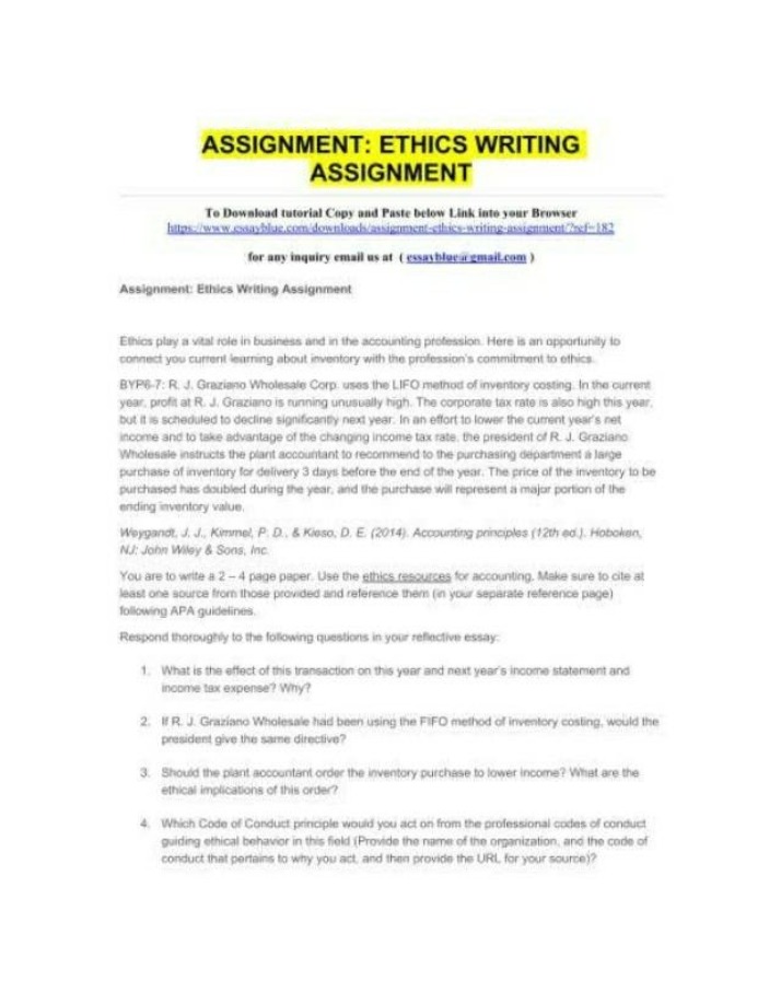 Writing Assignment on Ethics