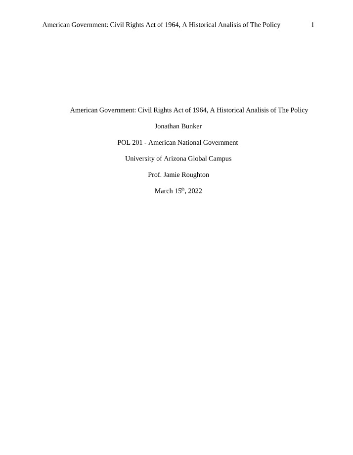 Civil Rights Act of 1964 Impact on American Government