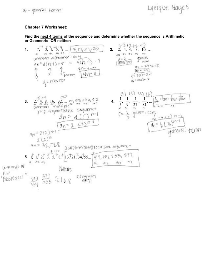 Worksheet for Chapter 7