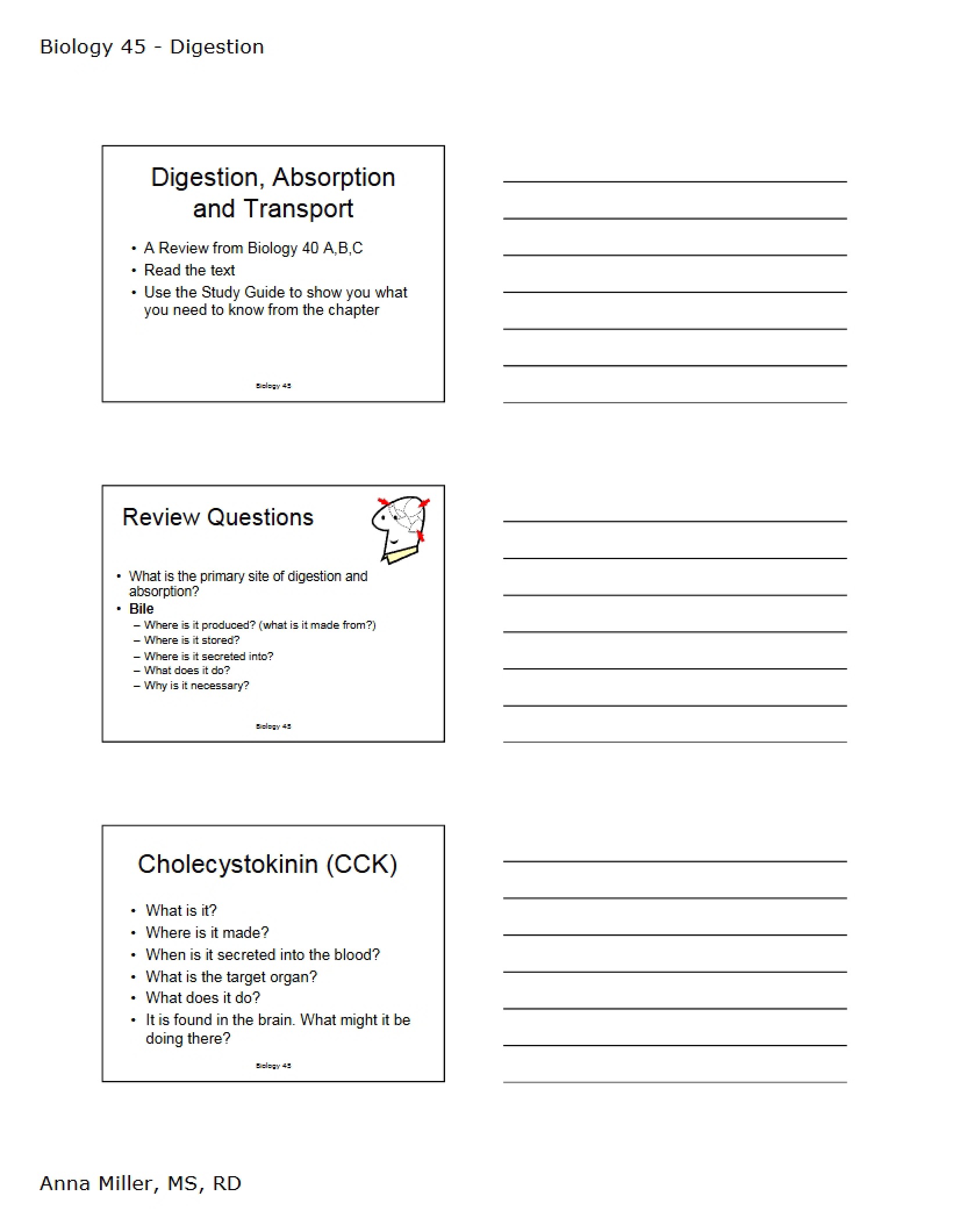 Transport, Absorption, Digestion