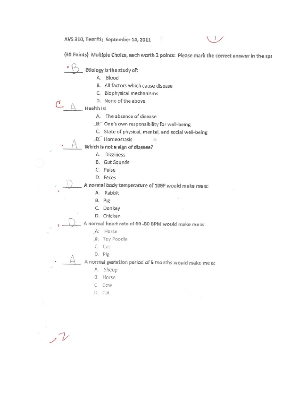 Previous Exam for AVS 310
