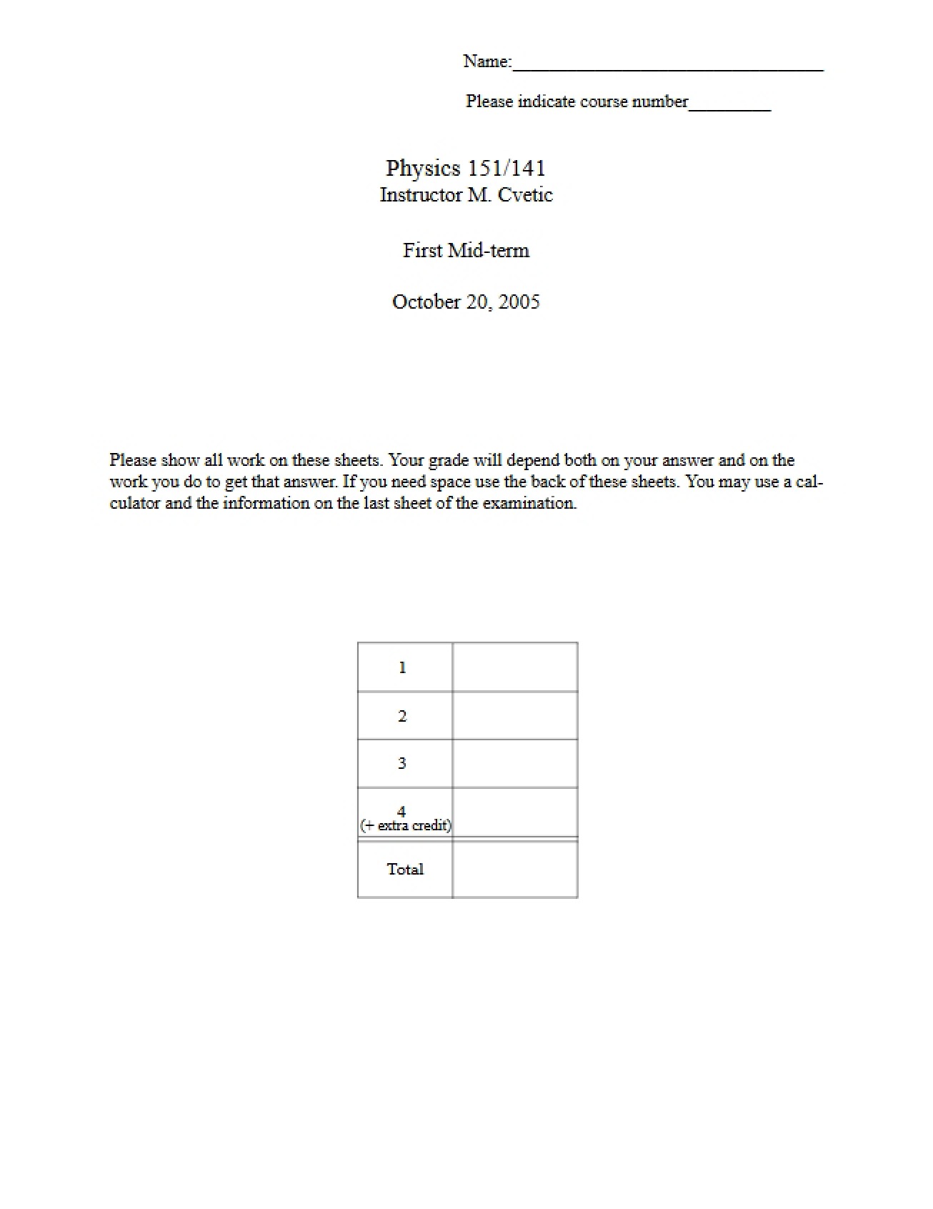 Midterm Exam (Fall 2005)