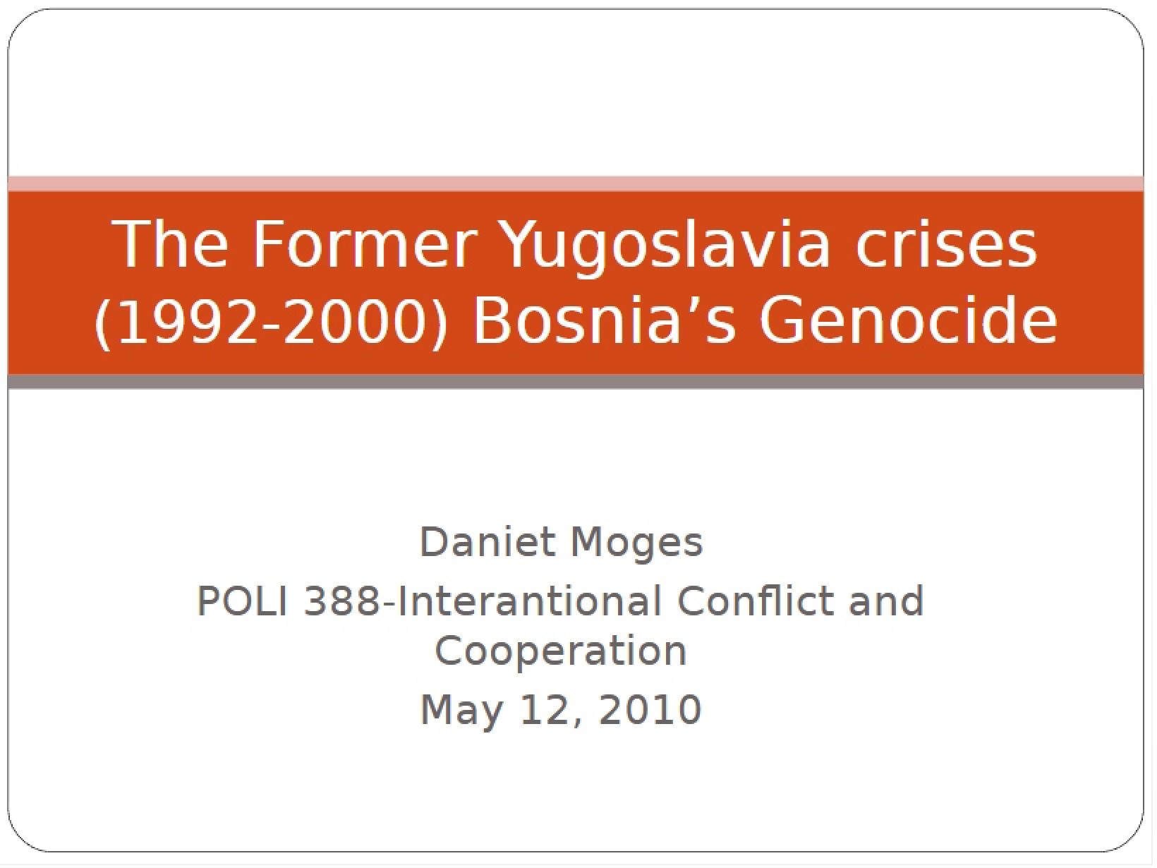 Yugoslavia Crises