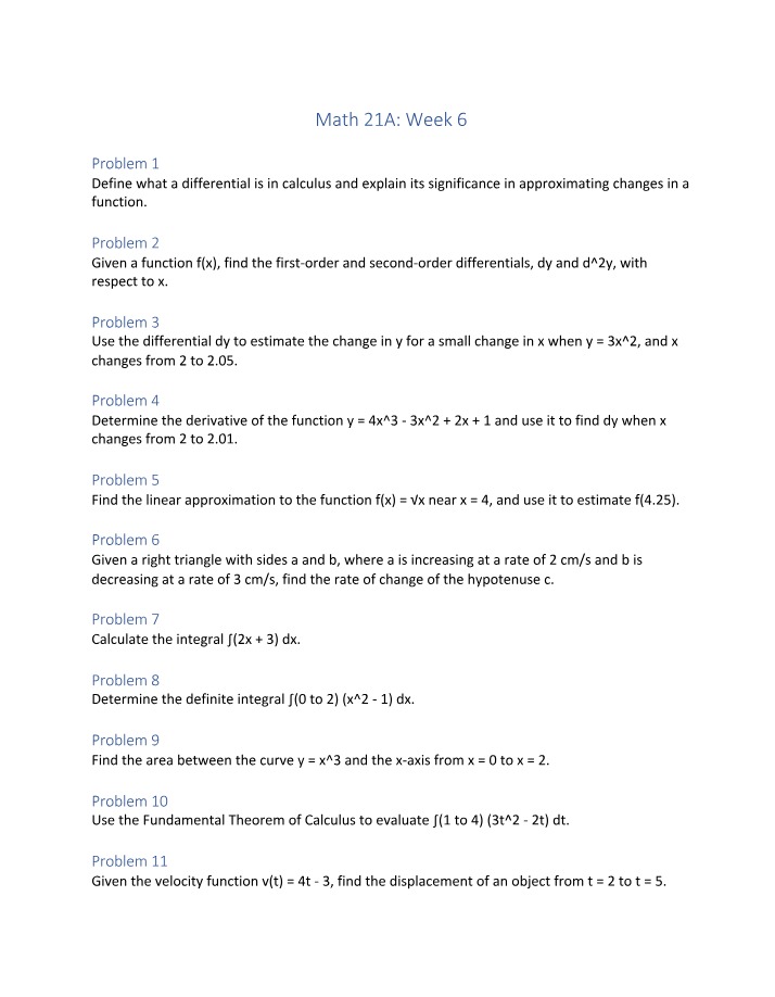 Week 6 Midterm - MATH 21A