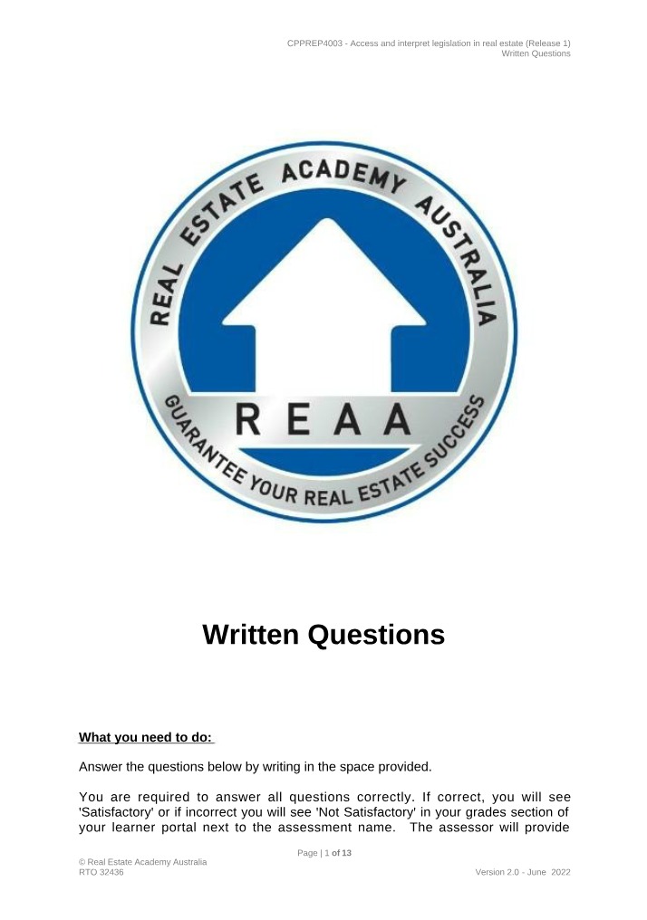 Written Questions Task 4