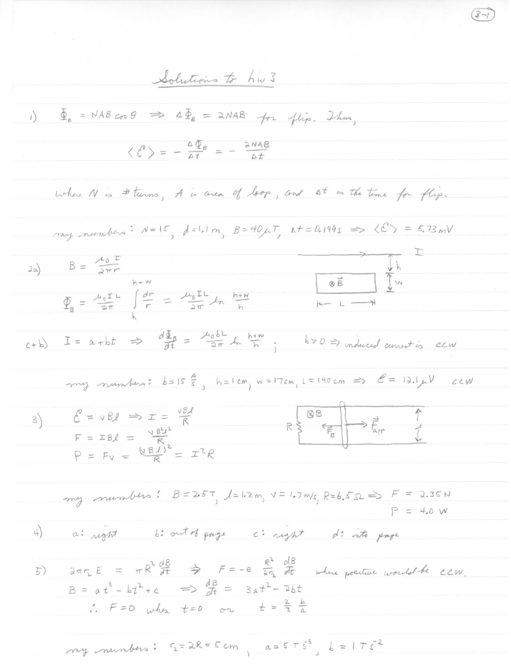 Solutions for Homework Three