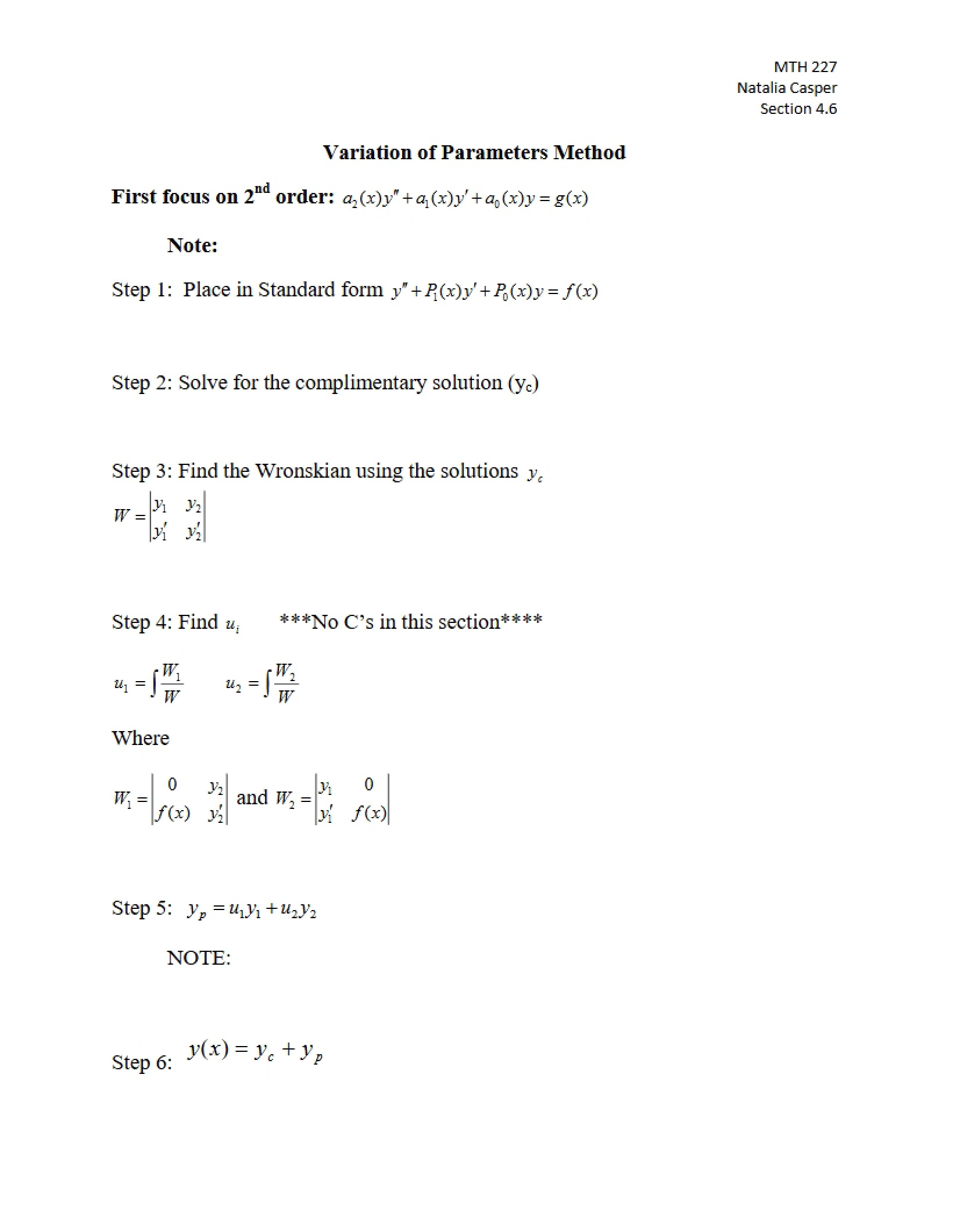 Method of Parameter Variation
