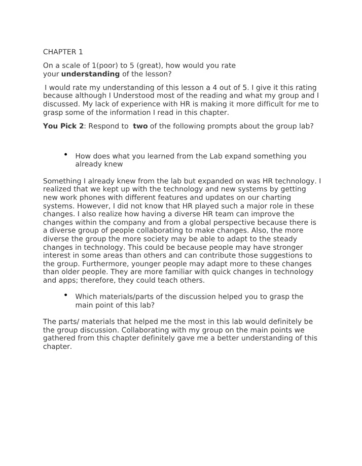Chapters 1-4 Individual Assignment