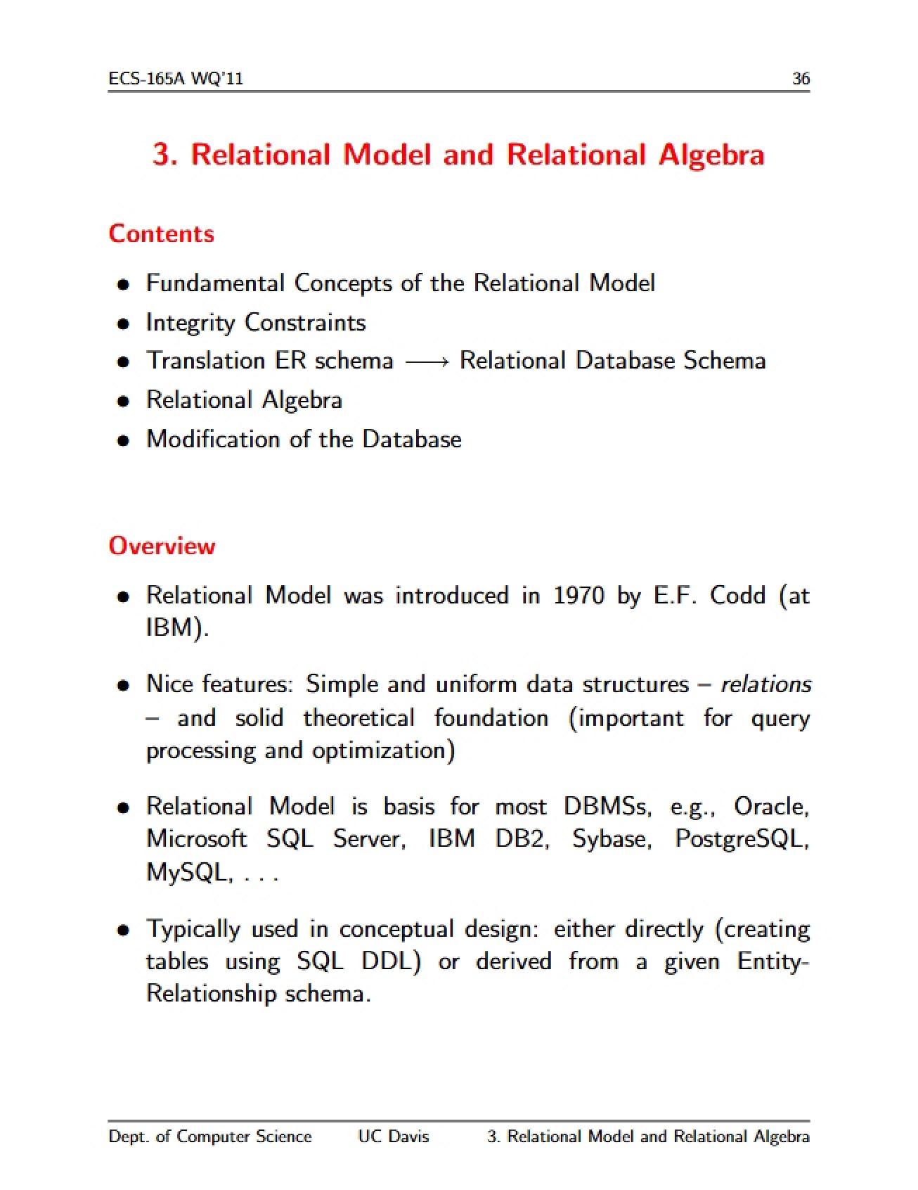 Relational Algebra and Relational Model