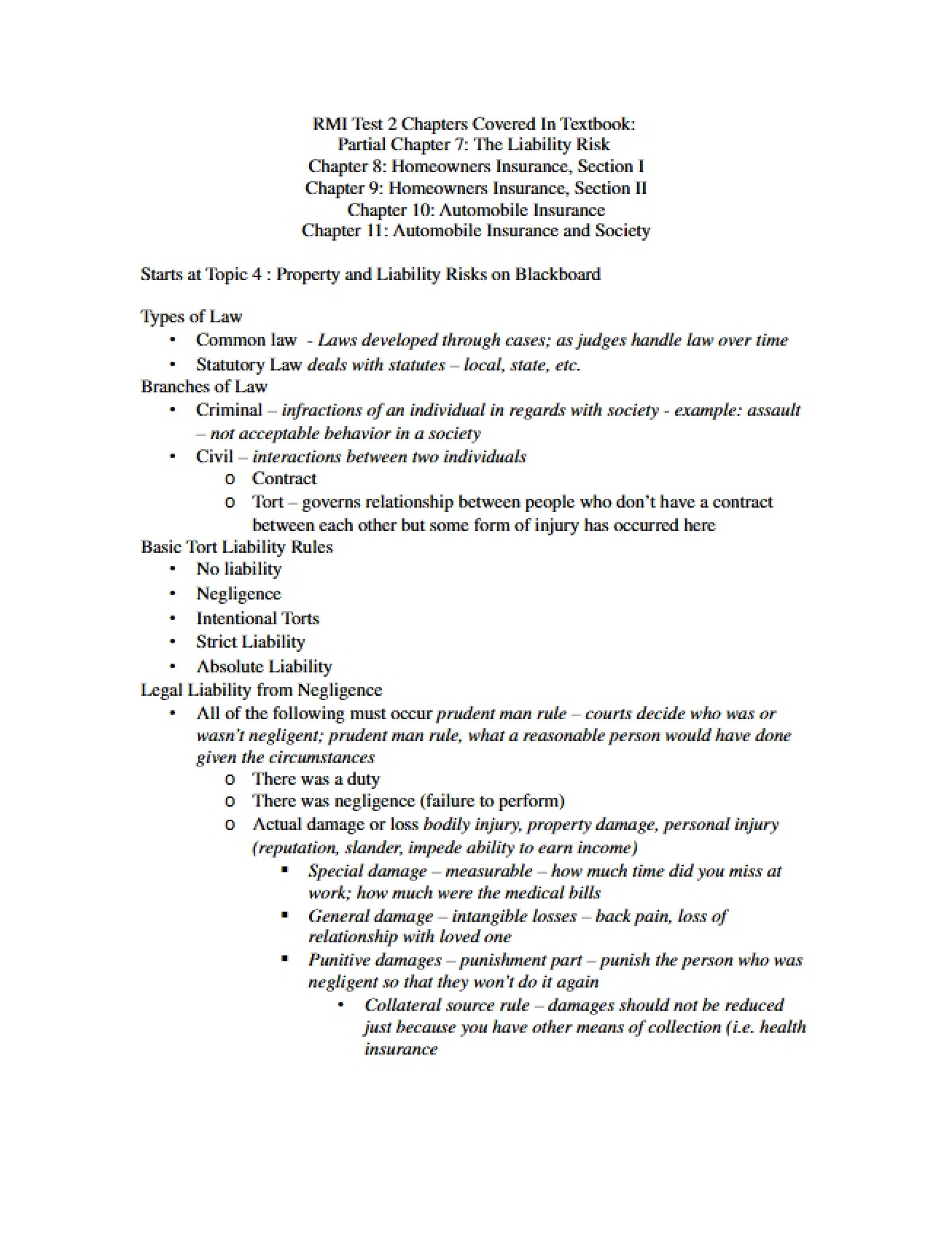 Liability and Property Risks