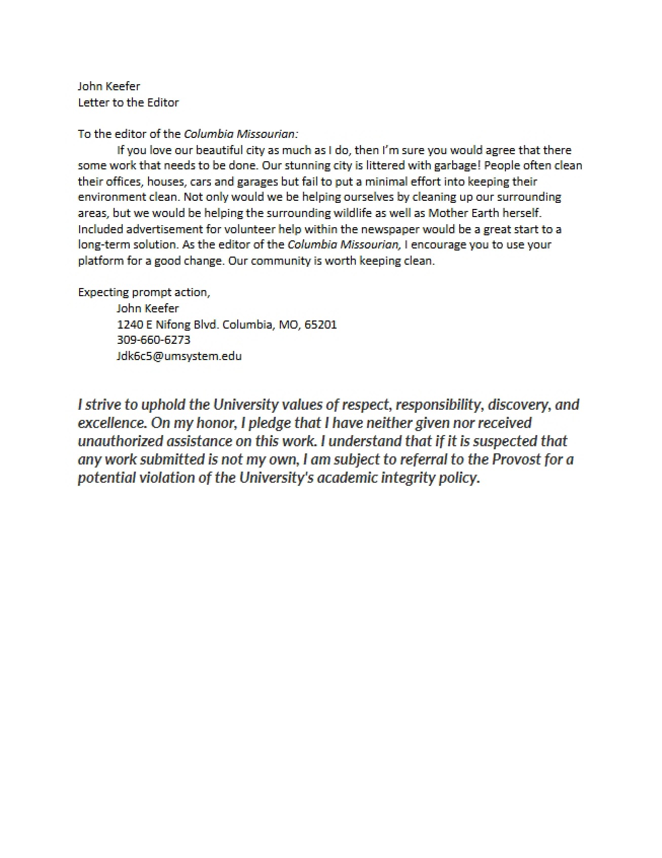 Editor Letter Assignment