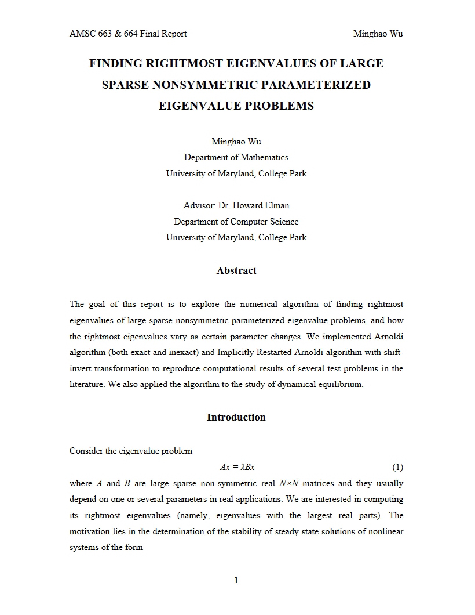 Rightmost Eigenvalues of Large Sparse Nonsymmetric Parameterized Eigenvalue Problems