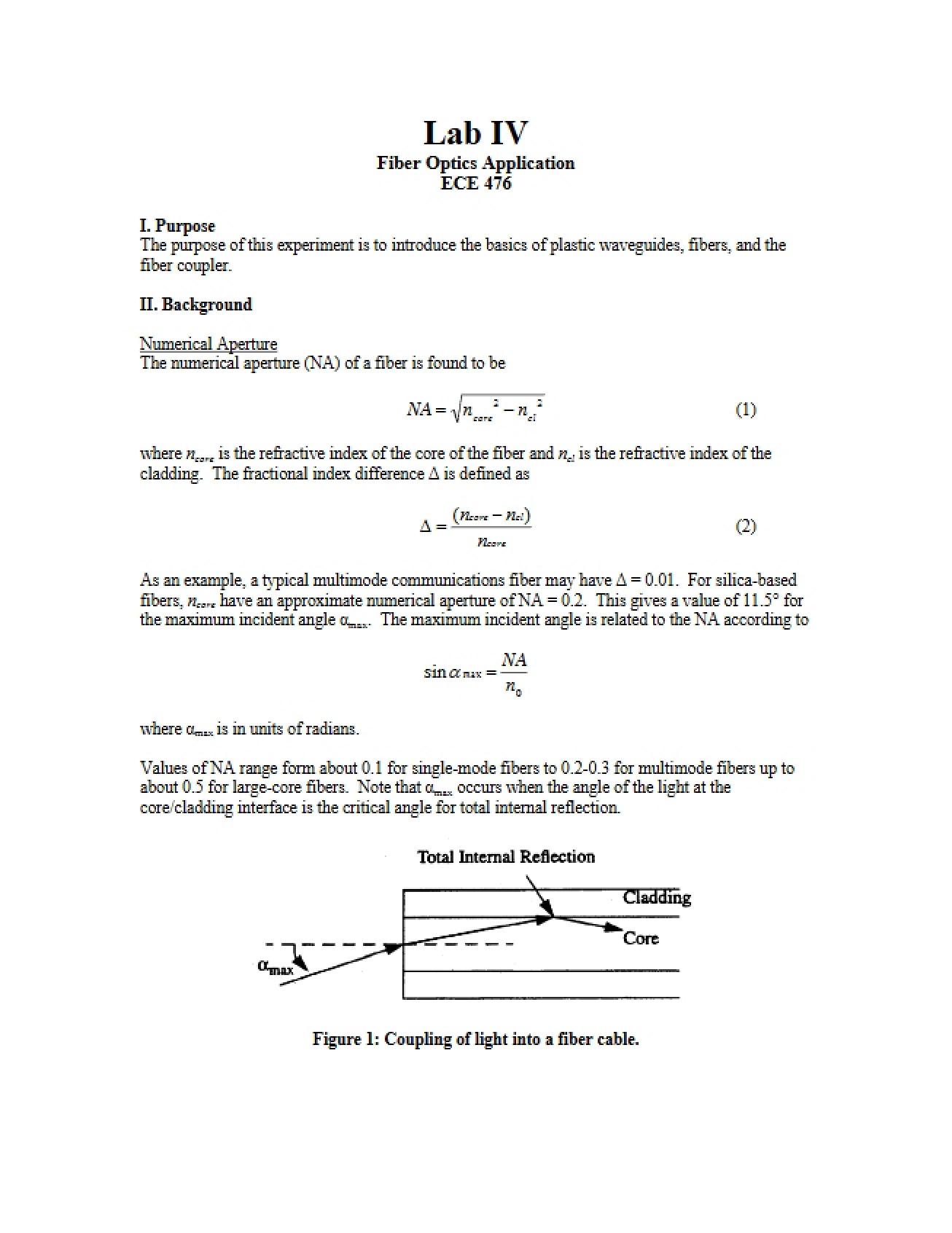 Fiber Optics Application (Lab IV)