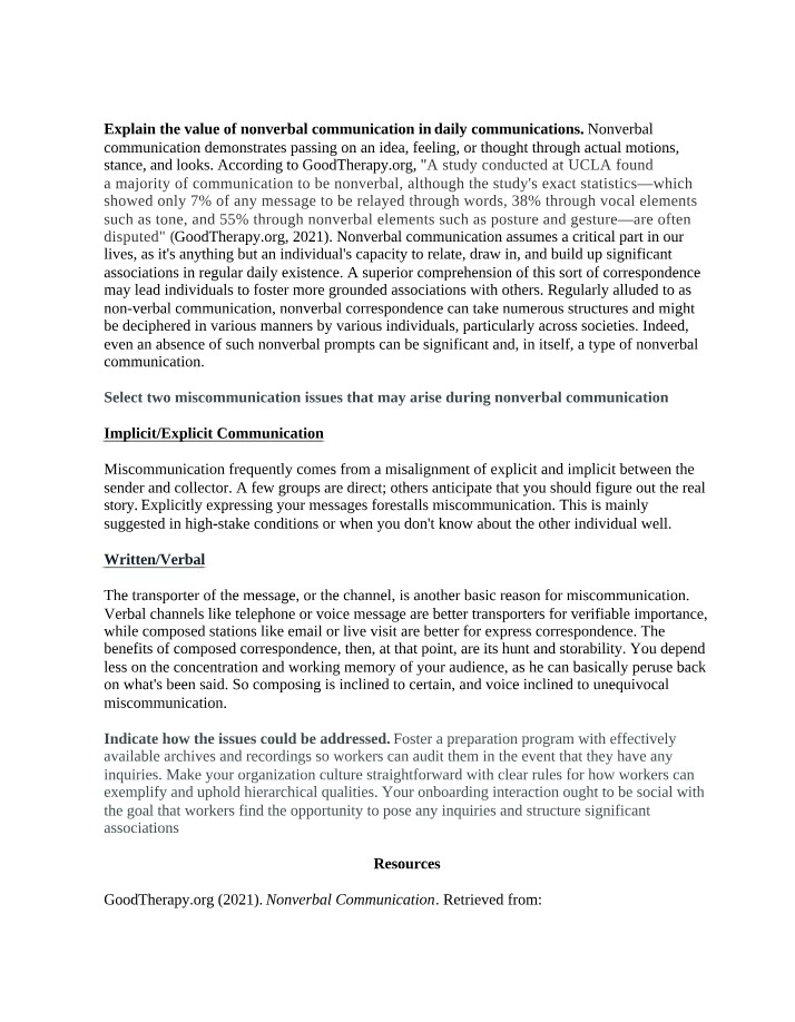 The Value of Nonverbal Communication for Daily Life