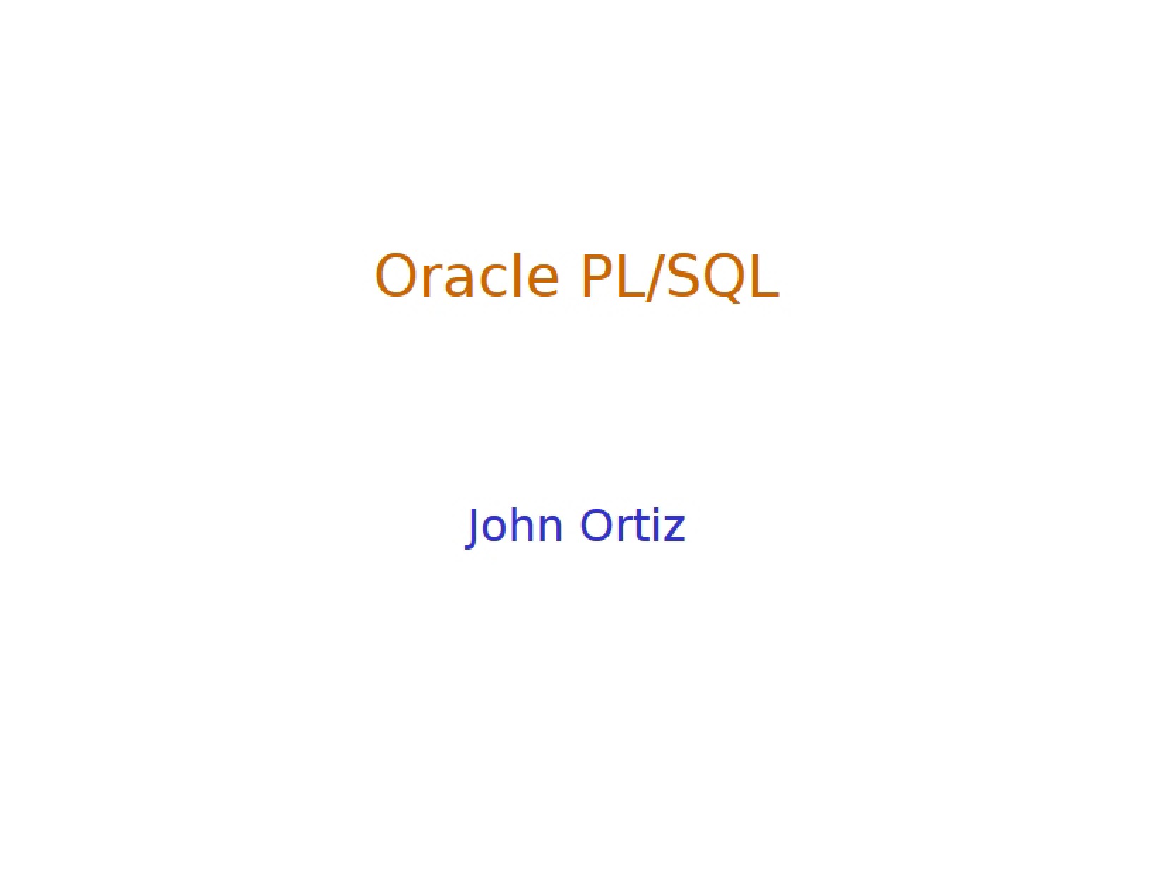 PL-SQL for Oracle
