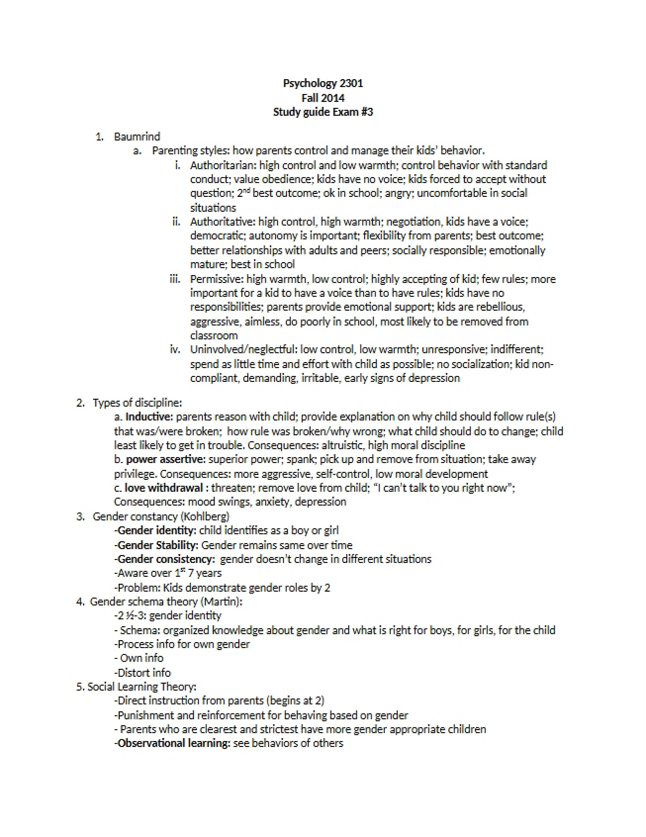 Third Examination for Developmental Psychology
