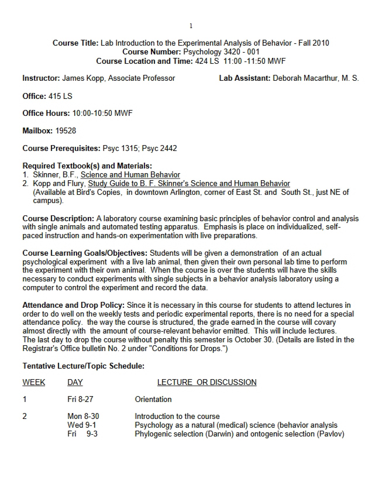 Course Information Sheet