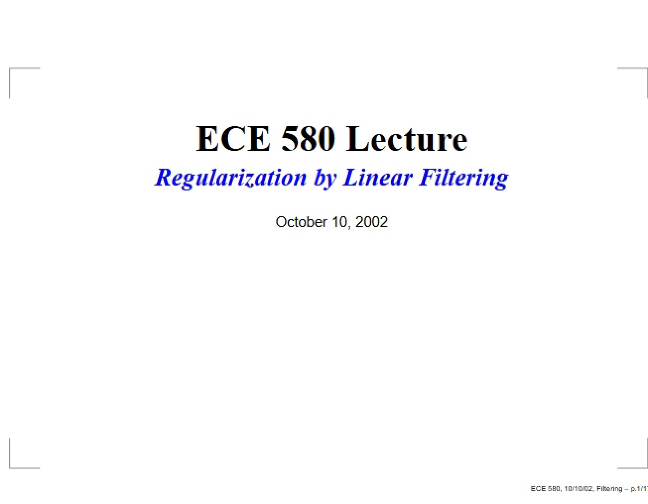 Lecture ECE 580