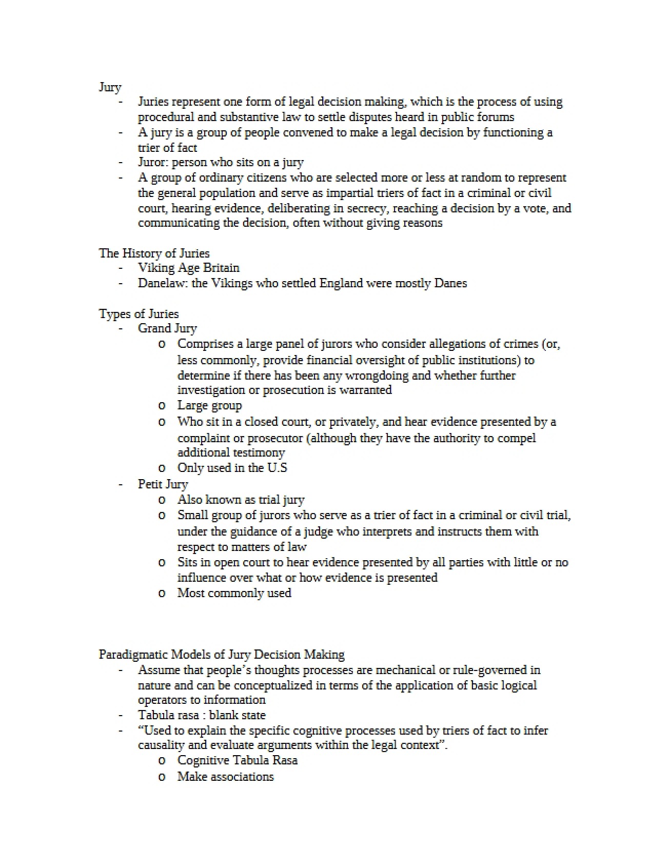 Psychology and Law Notes