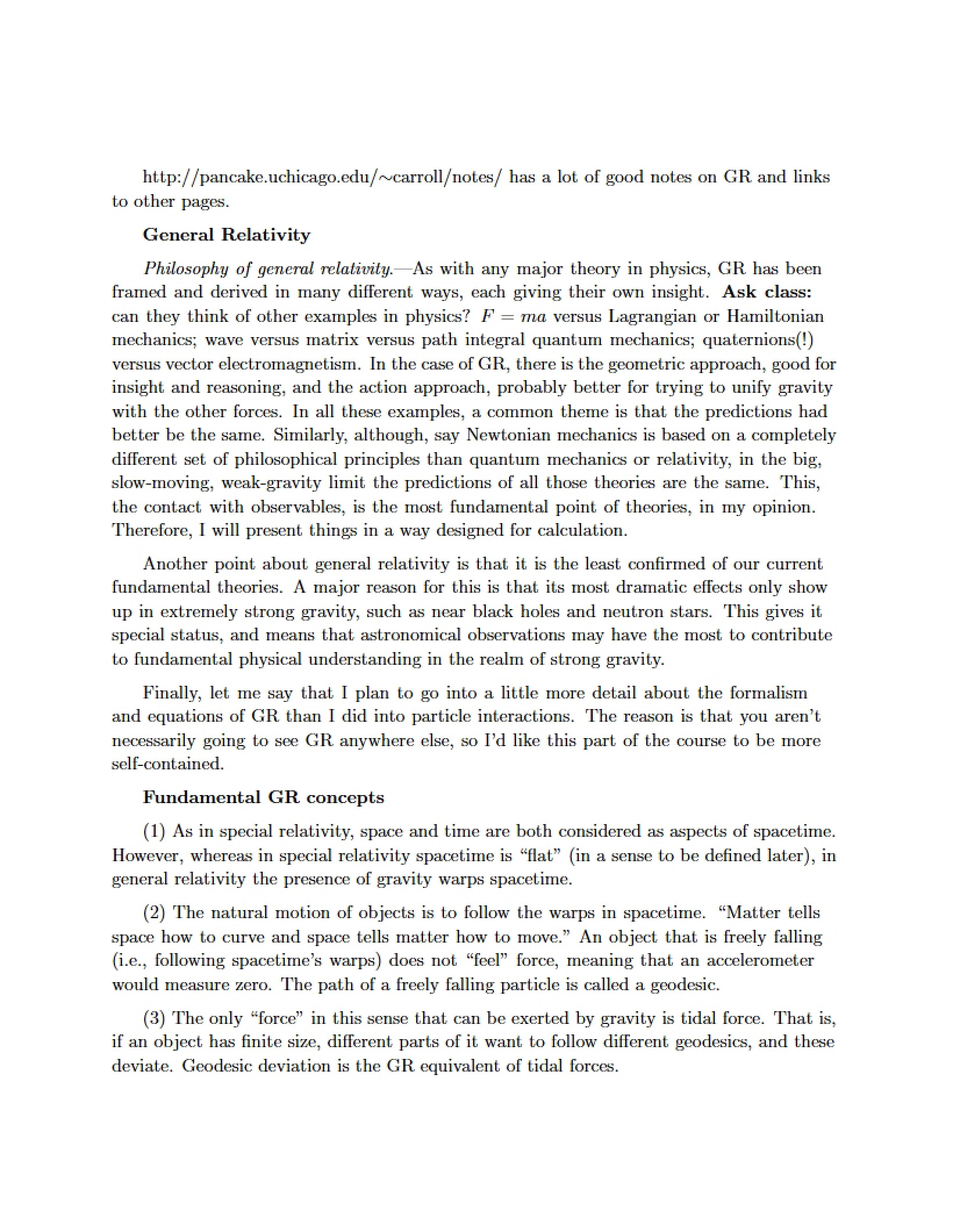 General Relativity Concepts