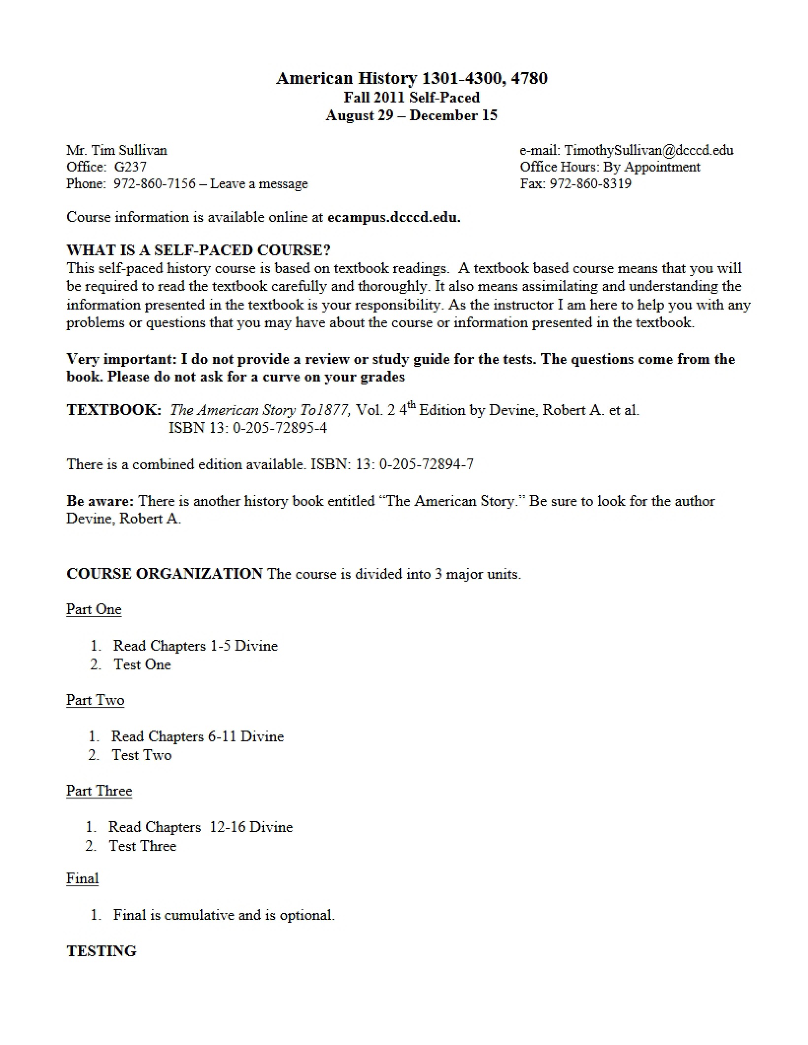 Syllabus - 5 Pages