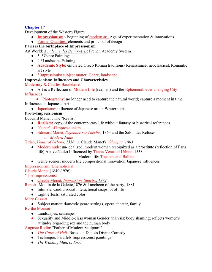Development of Western Art - Impressionism and Japonisme