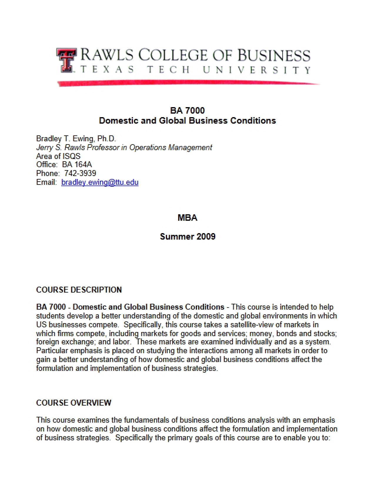 BA 7000 Syllabus