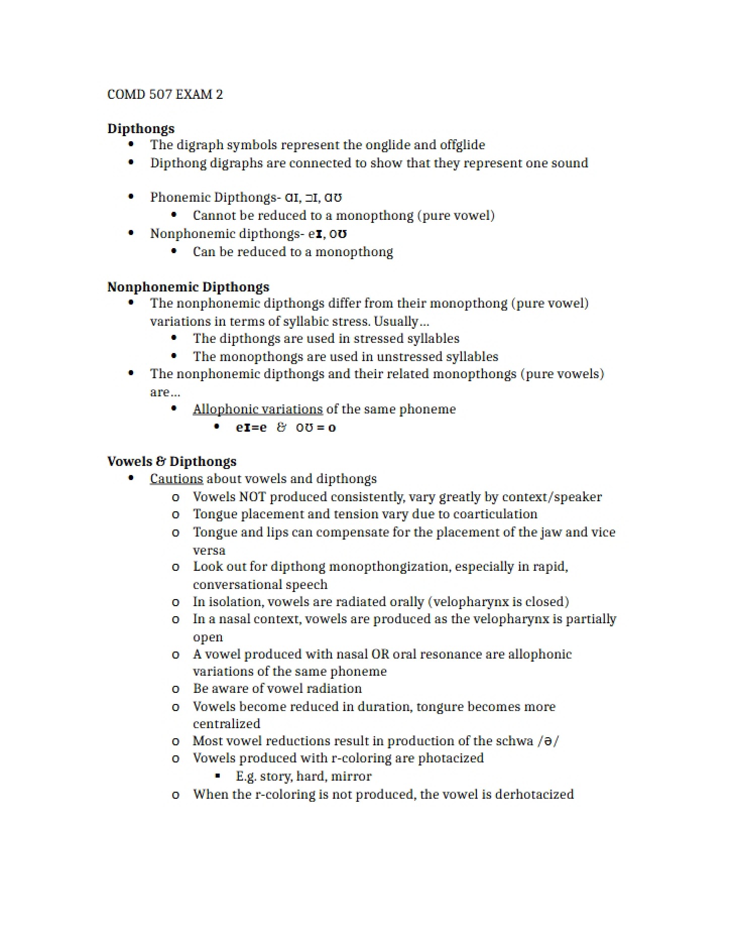 Exam 2 for COMD 507